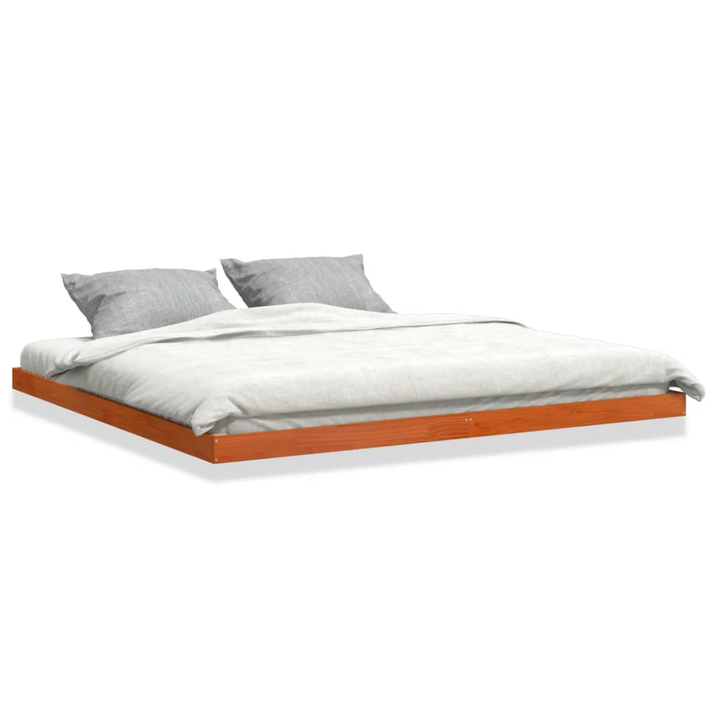 Cadre de lit sans matelas cire marron 200x200cm bois pin massif - XIOS