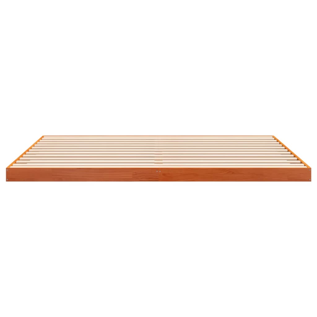 Cadre de lit sans matelas cire marron 200x200cm bois pin massif - XIOS