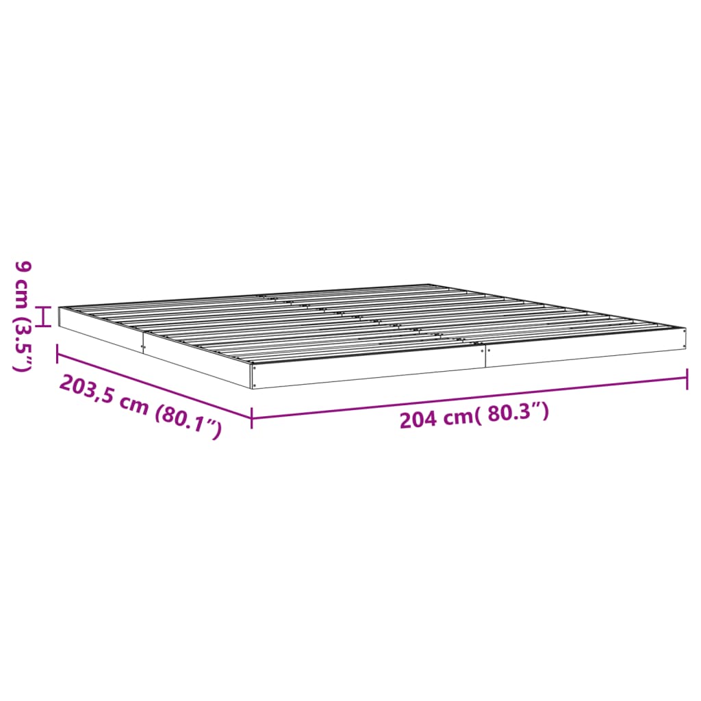 Cadre de lit sans matelas cire marron 200x200cm bois pin massif - XIOS
