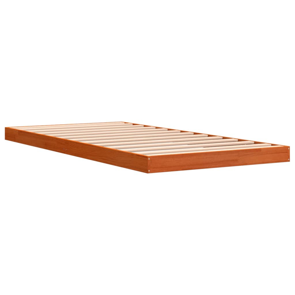 Cadre de lit sans matelas cire marron 100x200cm bois pin massif - XIOS