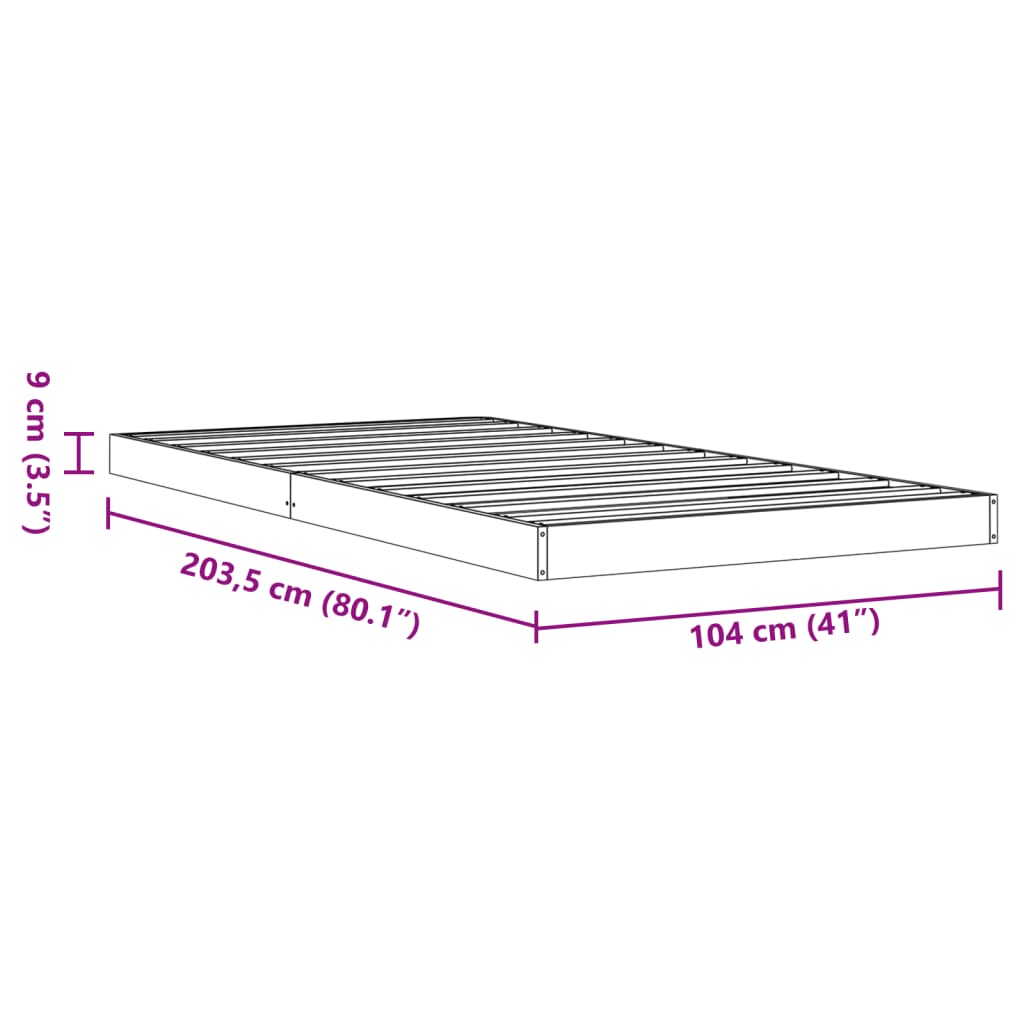 Cadre de lit sans matelas cire marron 100x200cm bois pin massif - XIOS
