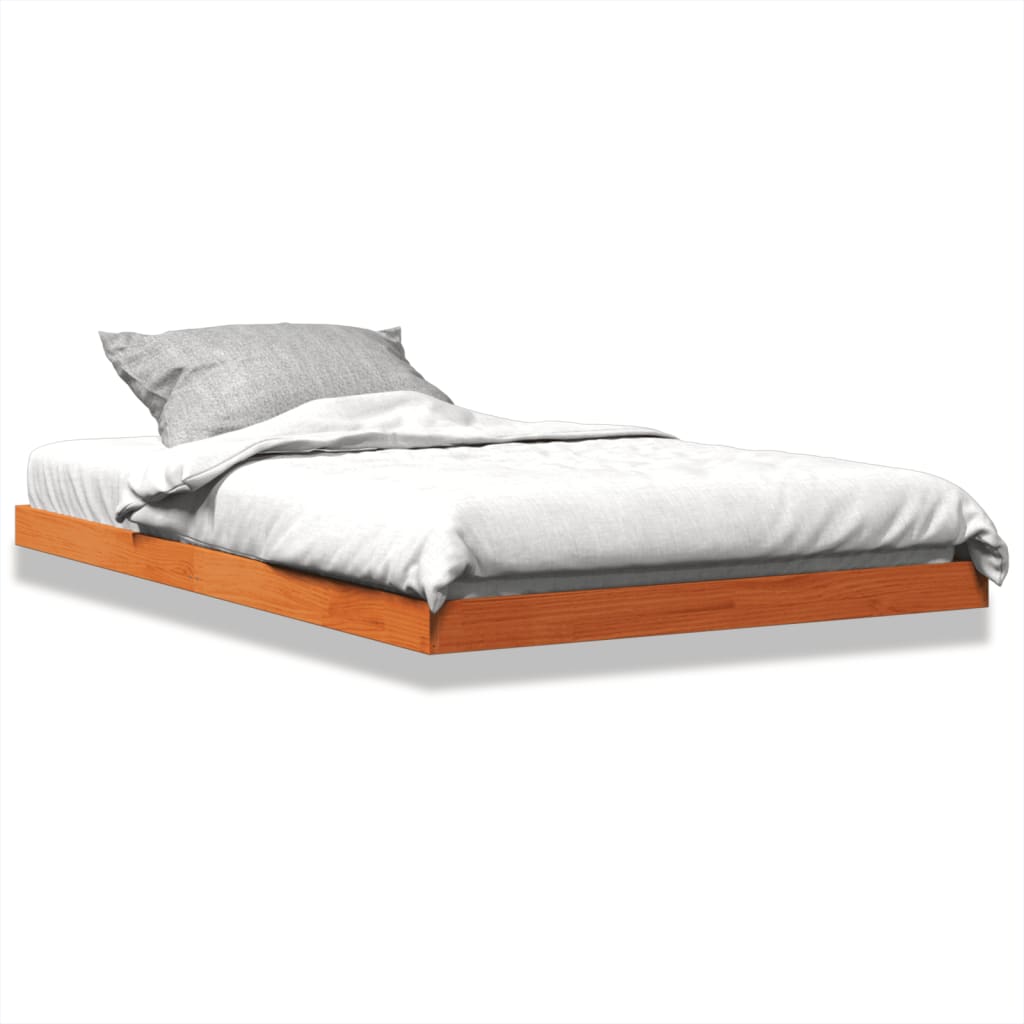 Cadre de lit sans matelas cire marron 120x190cm bois pin massif - XIOS