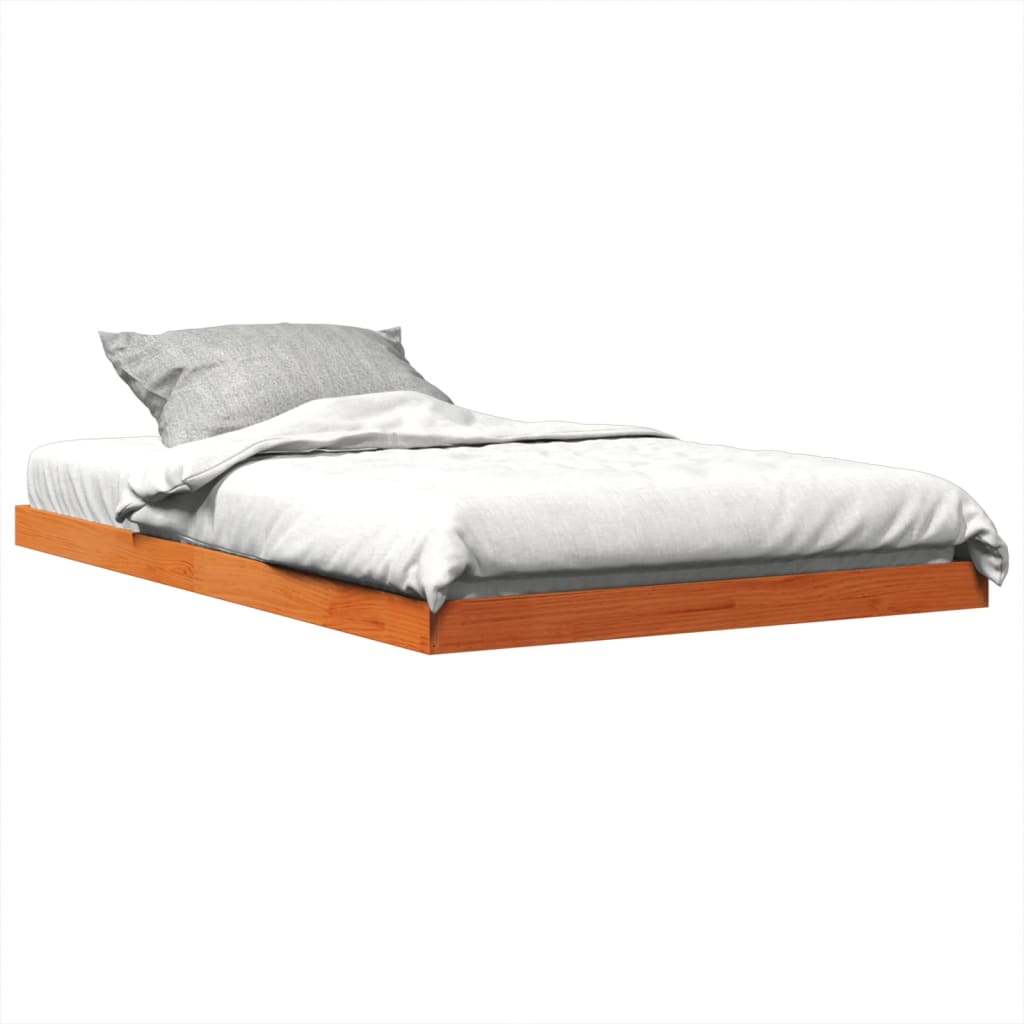 Cadre de lit sans matelas cire marron 120x190cm bois pin massif - XIOS