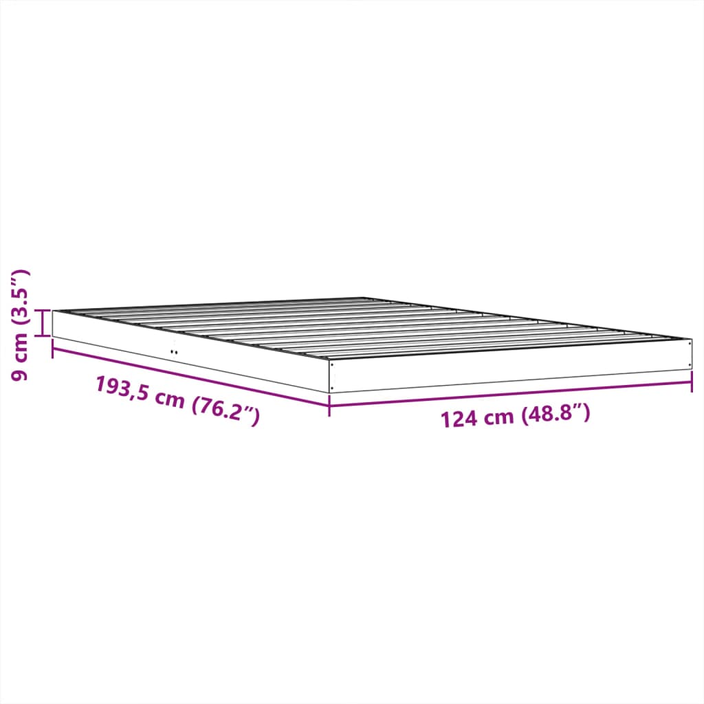 Cadre de lit sans matelas cire marron 120x190cm bois pin massif - XIOS