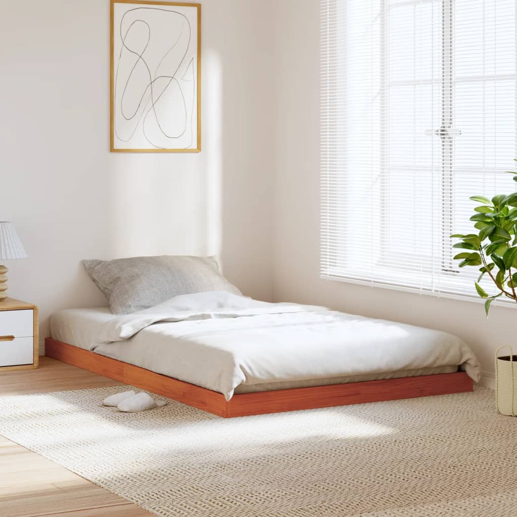 Cadre de lit sans matelas cire marron 120x190cm bois pin massif - XIOS