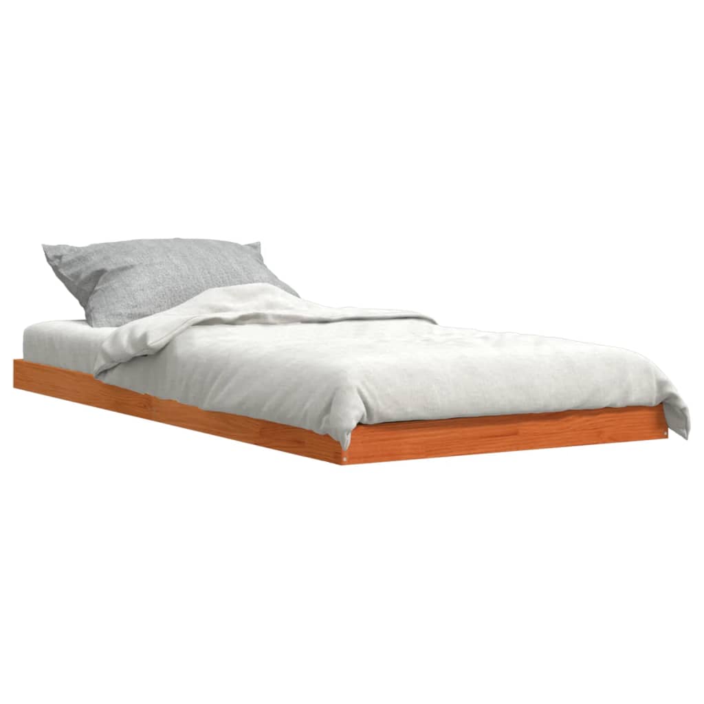 Cadre de lit sans matelas cire marron 90x190 cm bois pin massif - XIOS
