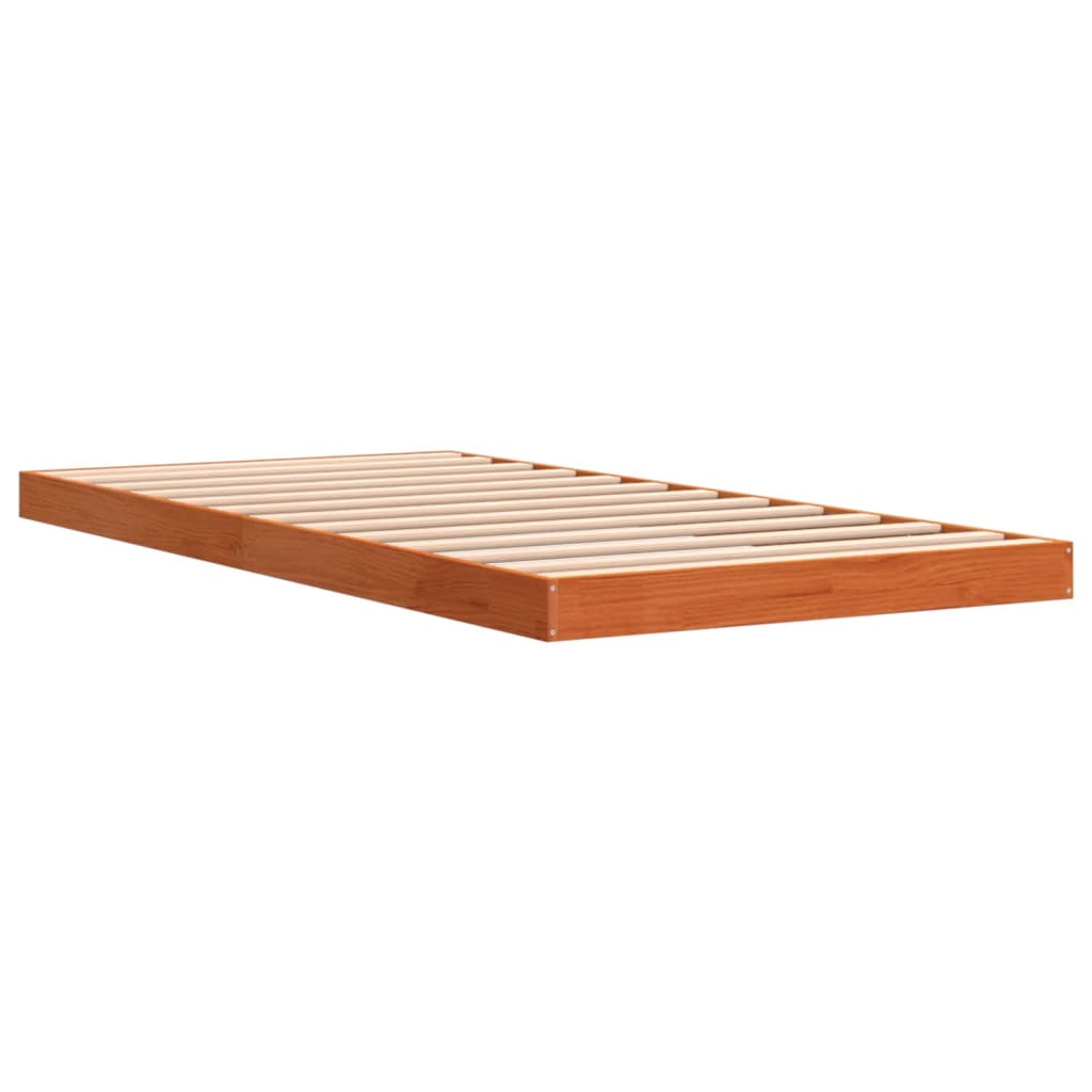 Cadre de lit sans matelas cire marron 90x190 cm bois pin massif - XIOS