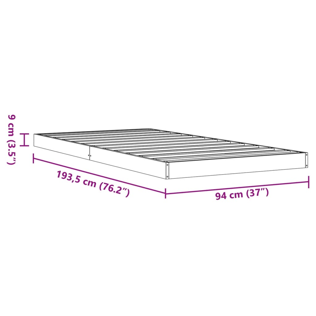 Cadre de lit sans matelas cire marron 90x190 cm bois pin massif - XIOS