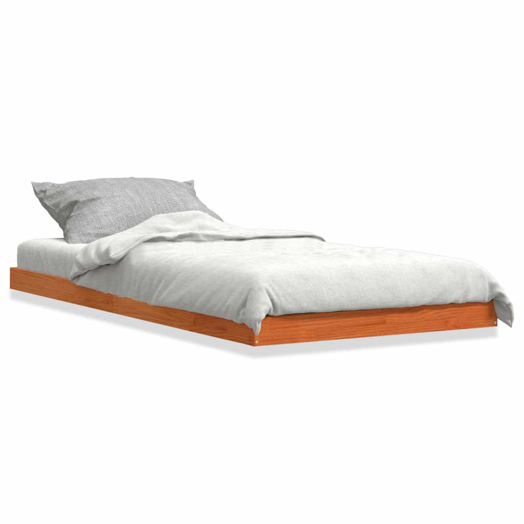 Cadre de lit sans matelas cire marron 75x190 cm bois pin massif - XIOS