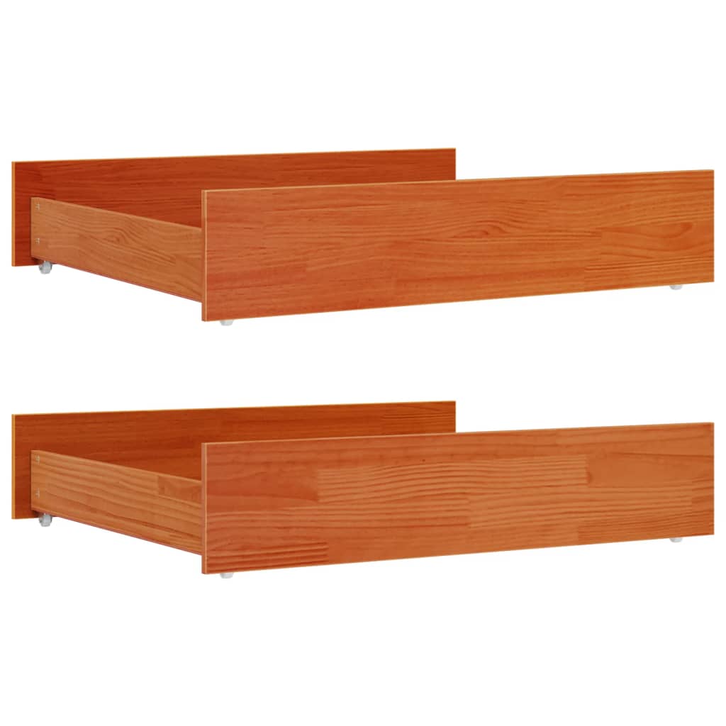 Tiroirs de lit 2 pcs cire marron bois de pin massif - XIOS