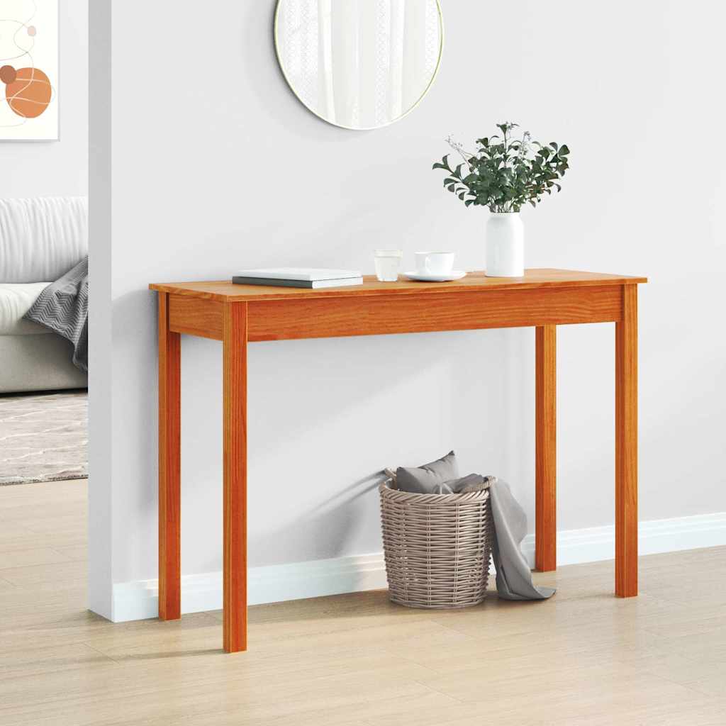 Table console marron miel 110x40x75 cm bois massif de pin - XIOS