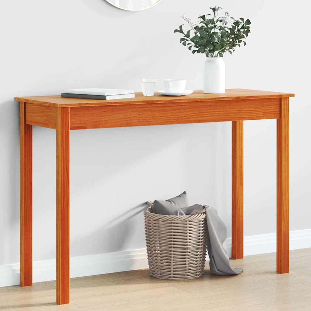 Table console marron miel 110x40x75 cm bois massif de pin - XIOS