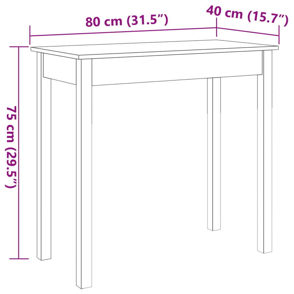 Table console marron miel 80x40x75 cm bois massif de pin - XIOS
