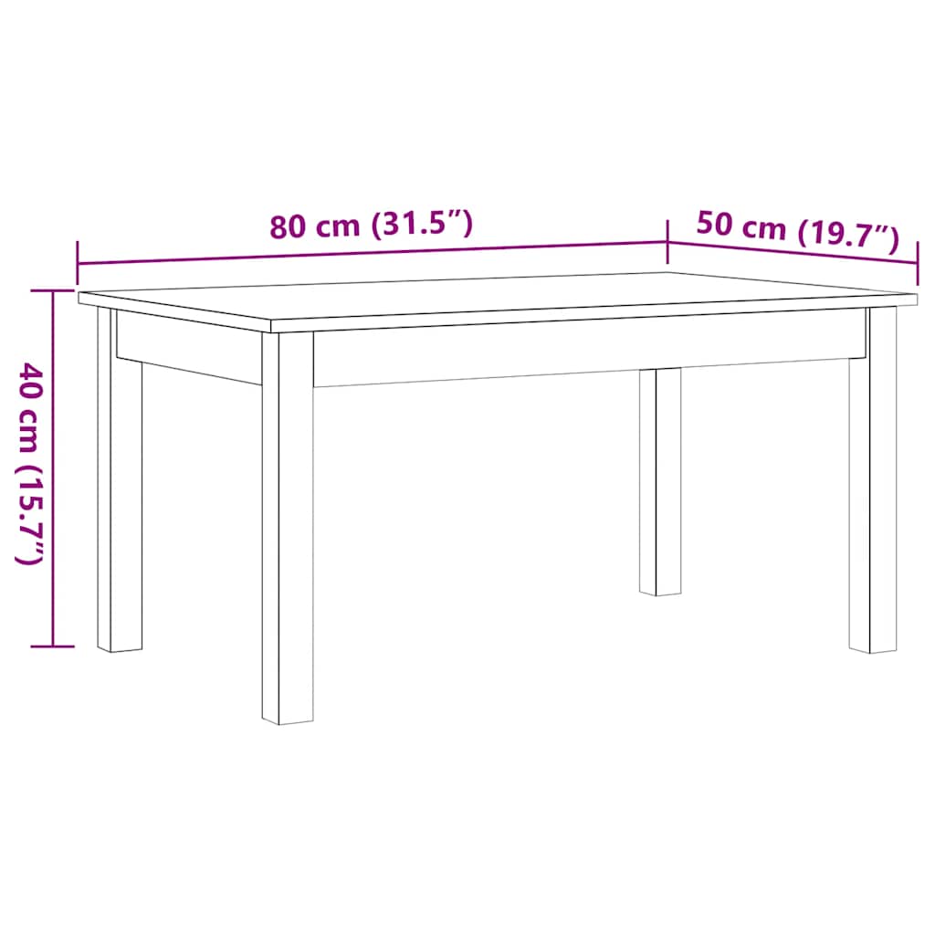 Table basse cire marron 80x50x40 cm bois massif de pin - XIOS