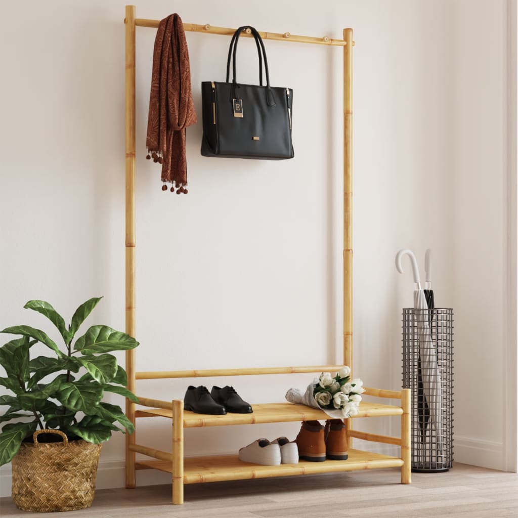 Porte-vêtement avec étagères 103x40x183 cm bambou - XIOS