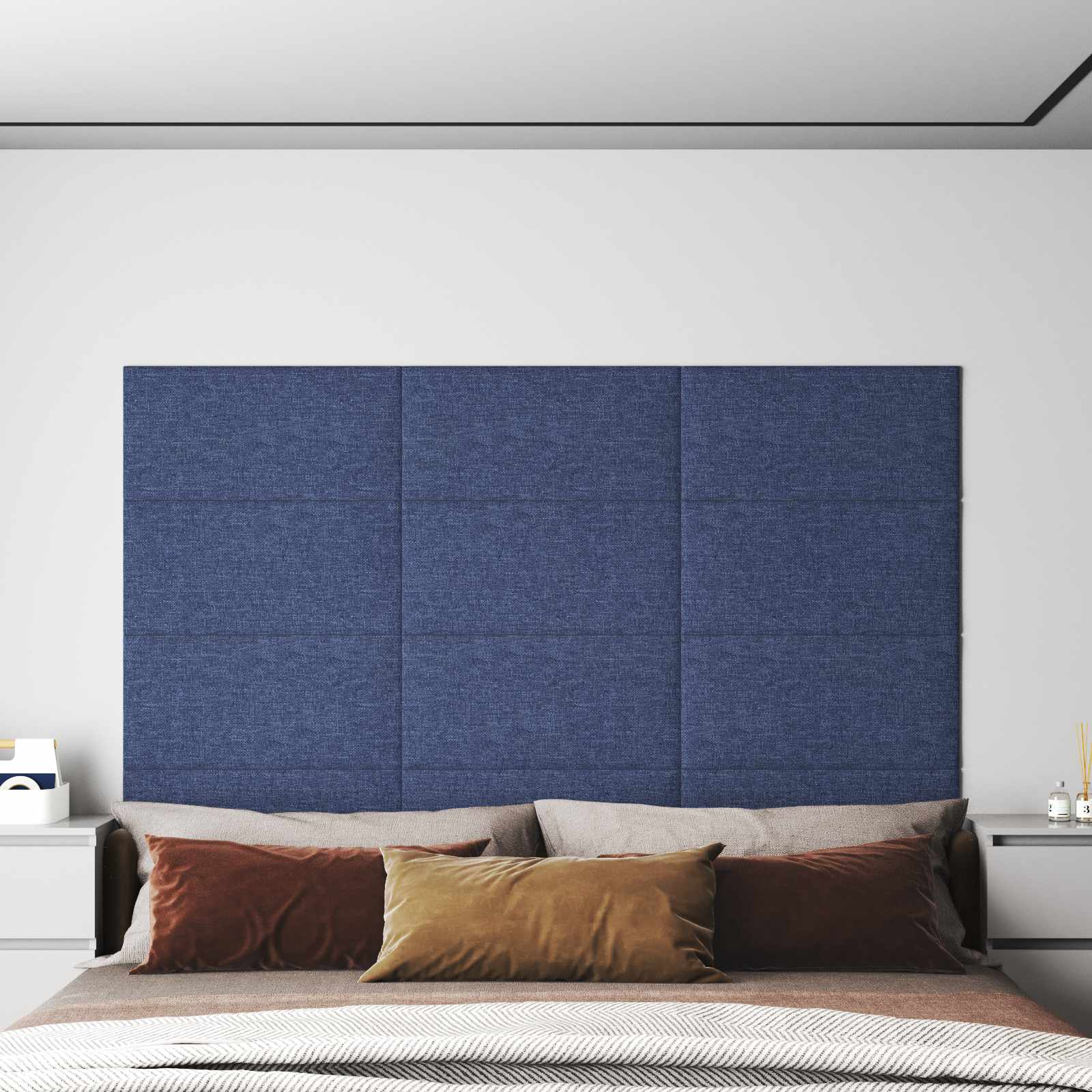 Tête de lit murale 12 pcs Bleu 60 x 30 cm tissu - XIOS