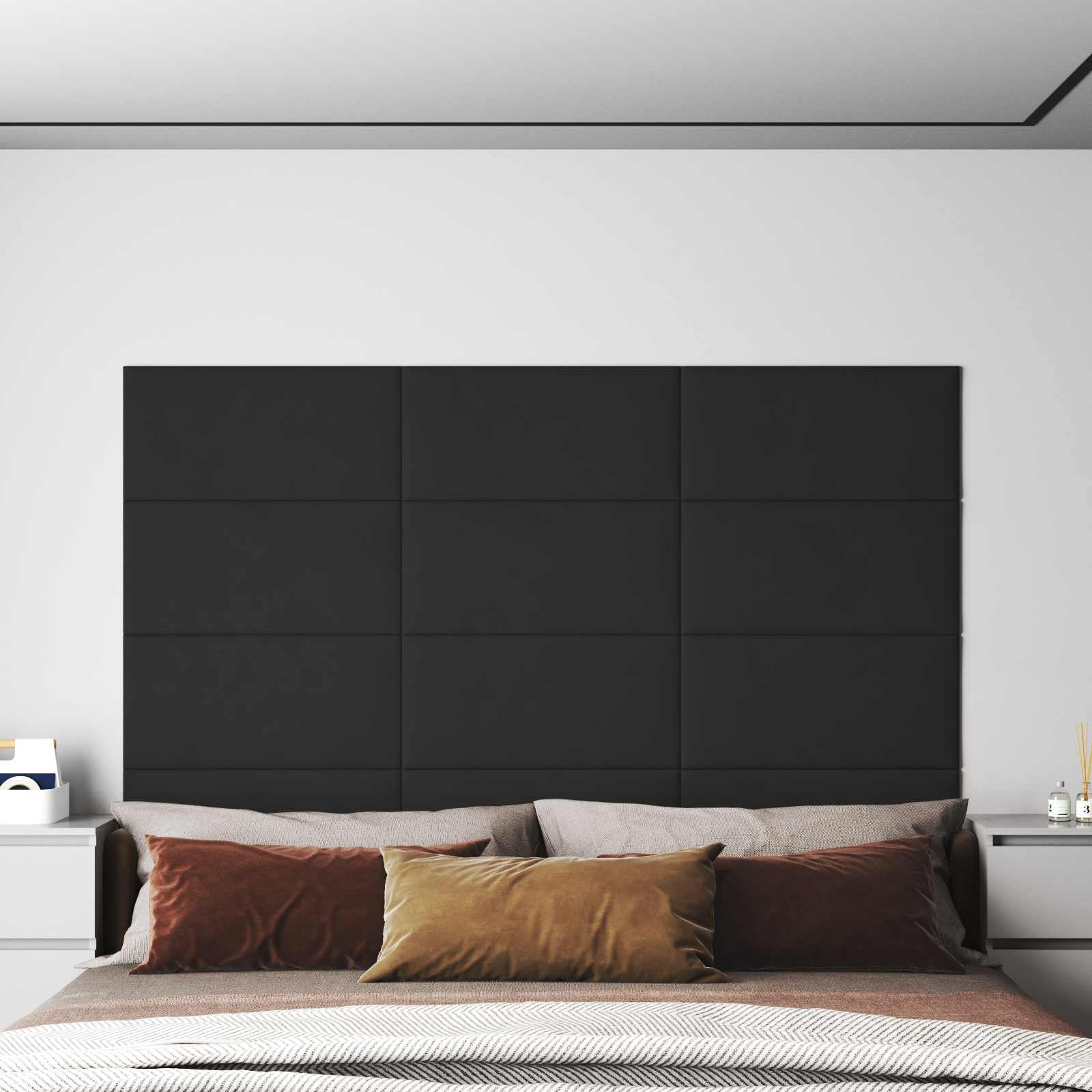 Tête de lit murale 12 pcs Noir Velours - XIOS
