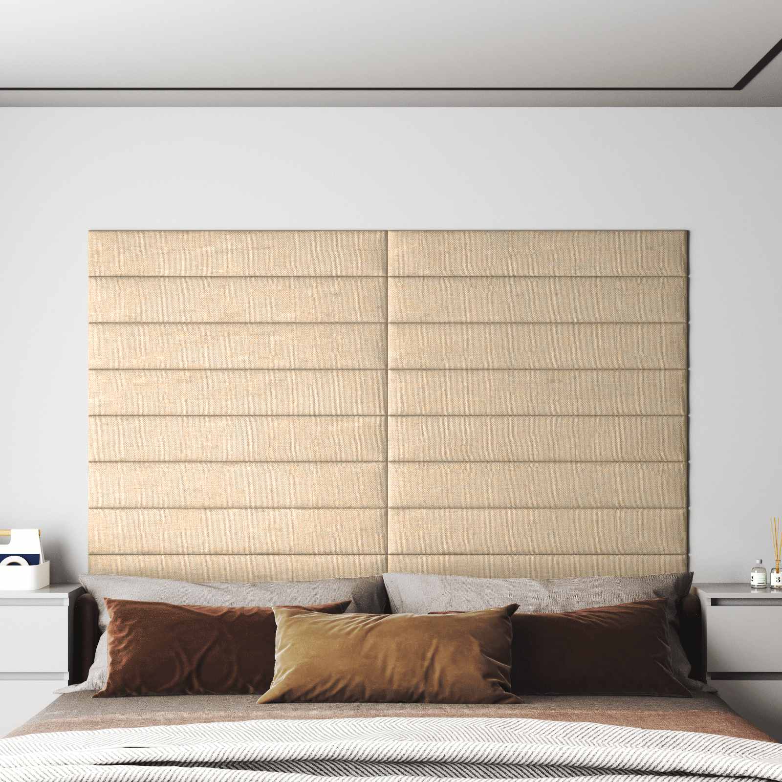 Tête de lit murale 12 pcs Crème 90 x 15 cm tissu - XIOS