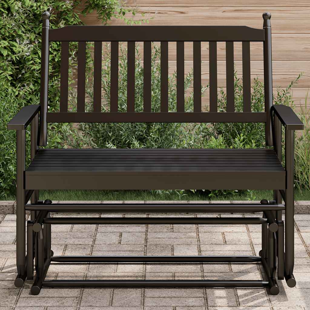 Banc balancelle noir 118x70x104,5 cm bois massif de peuplier - XIOS