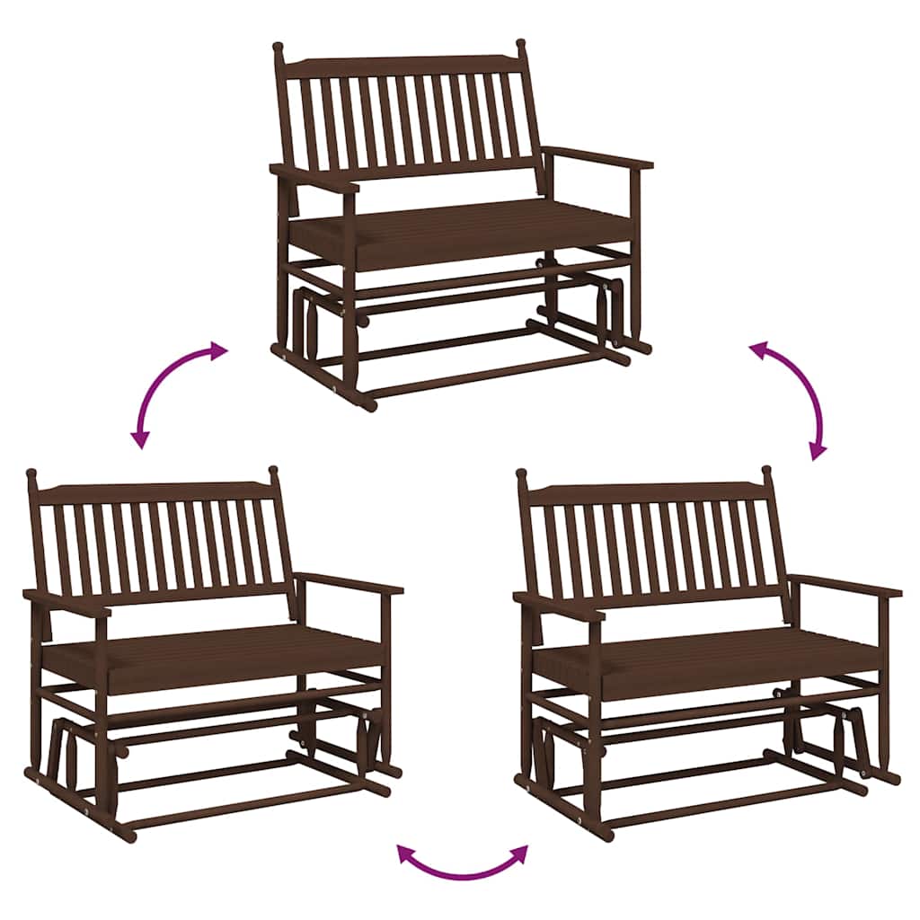 Banc balancelle marron 118x70x104,5 cm bois massif de peuplier - XIOS