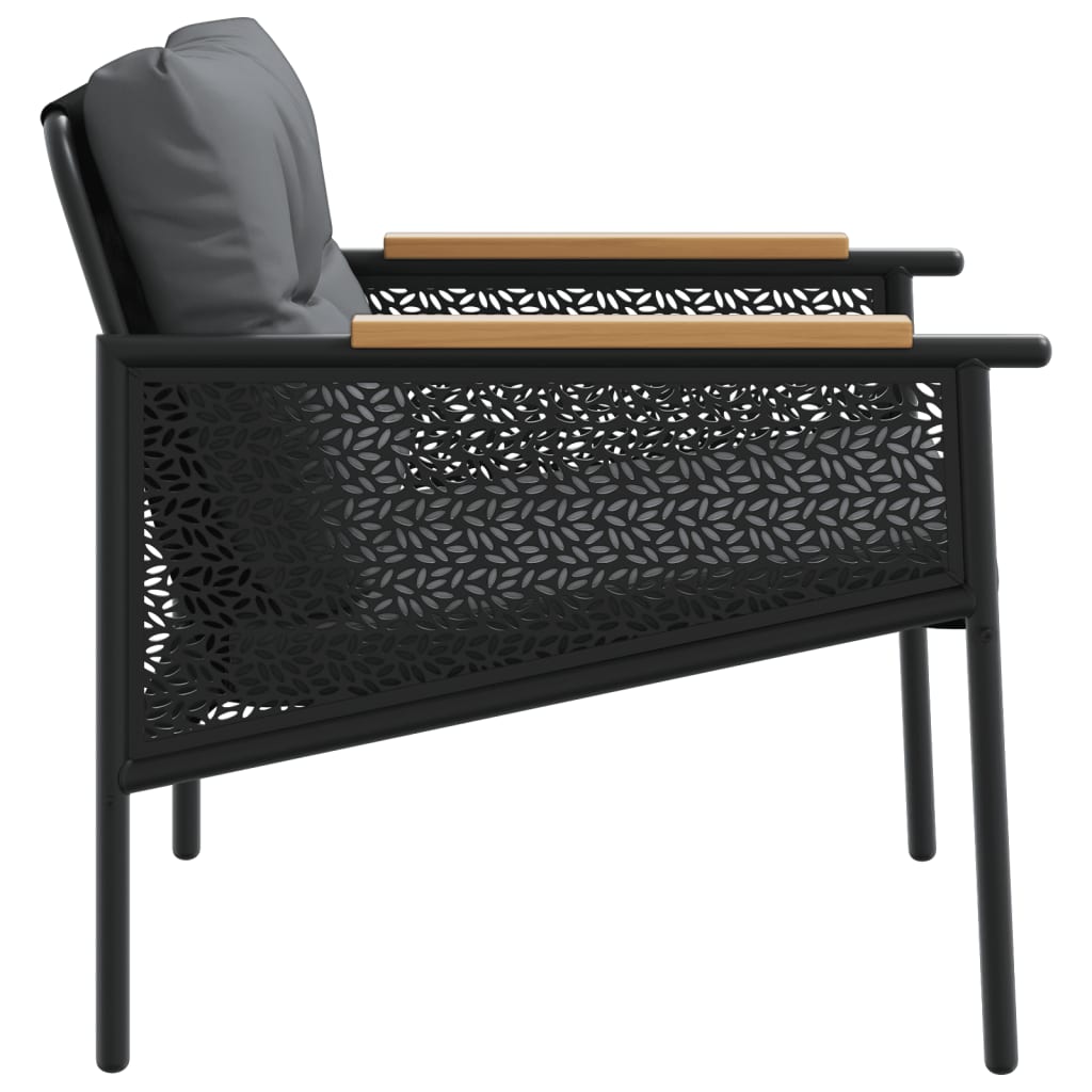 Ensemble de meubles de balcon 4 pcs avec coussins acier noir - XIOS
