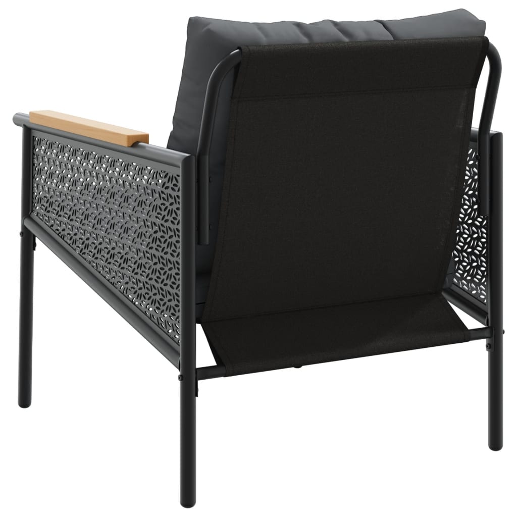 Ensemble de meubles de balcon 4 pcs avec coussins acier noir - XIOS