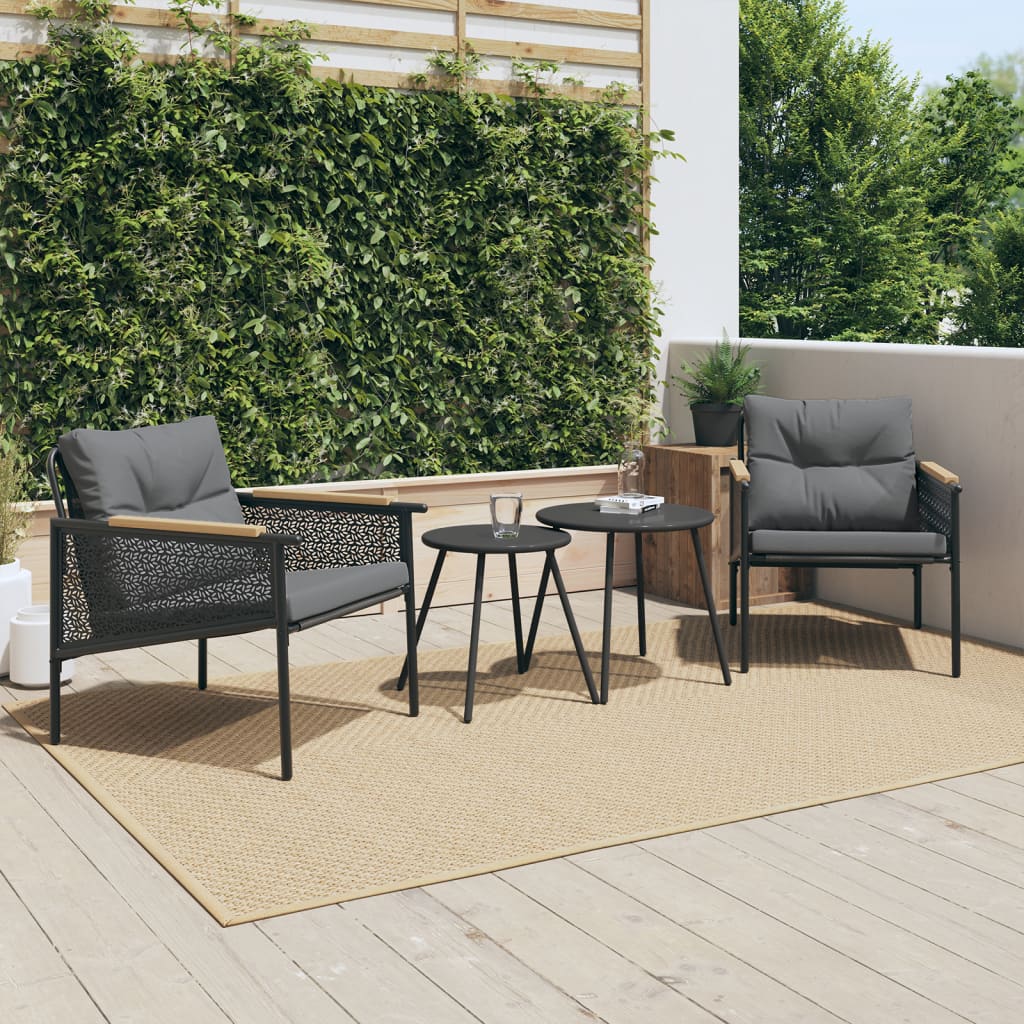 Ensemble de meubles de balcon 4 pcs avec coussins acier noir - XIOS
