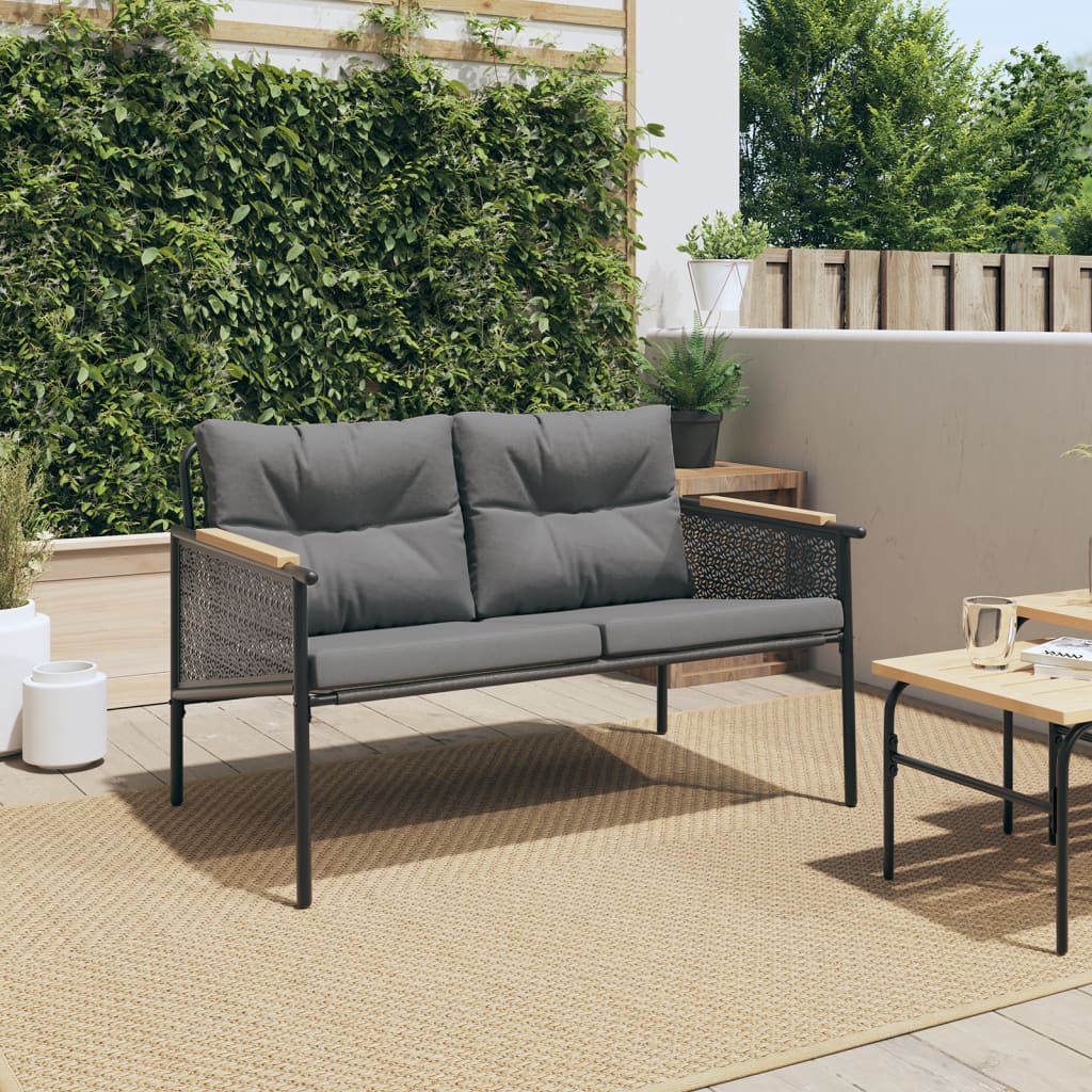 Banc de jardin avec coussins 116 cm noir acier - XIOS