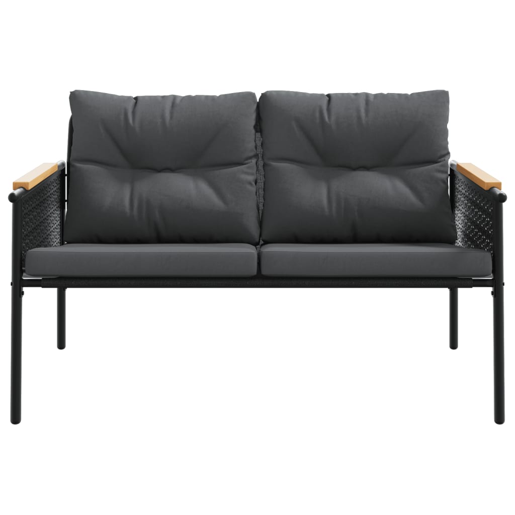 Banc de jardin avec coussins 116 cm noir acier - XIOS