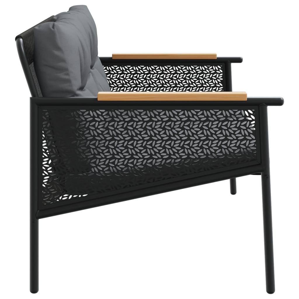 Banc de jardin avec coussins 116 cm noir acier - XIOS
