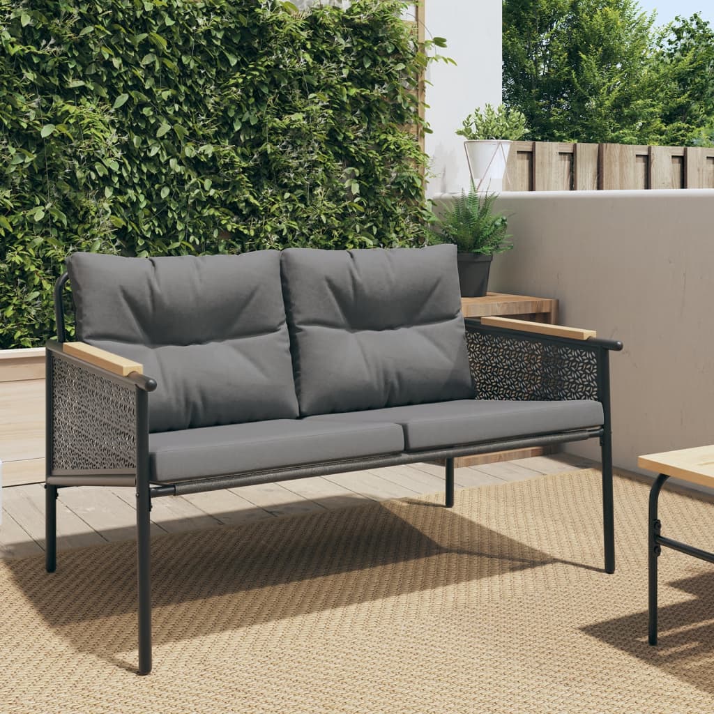 Banc de jardin avec coussins 116 cm noir acier - XIOS