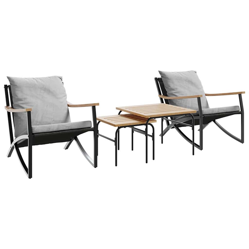 Ensemble de meubles de balcon 4 pcs avec coussins acier noir - XIOS