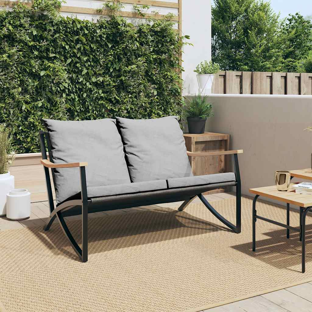 Banc de jardin avec coussins 120 cm noir acier - XIOS