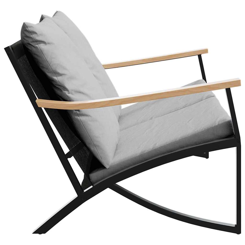 Banc de jardin avec coussins 120 cm noir acier - XIOS