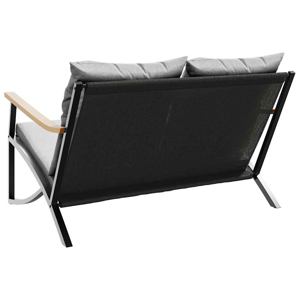 Banc de jardin avec coussins 120 cm noir acier - XIOS