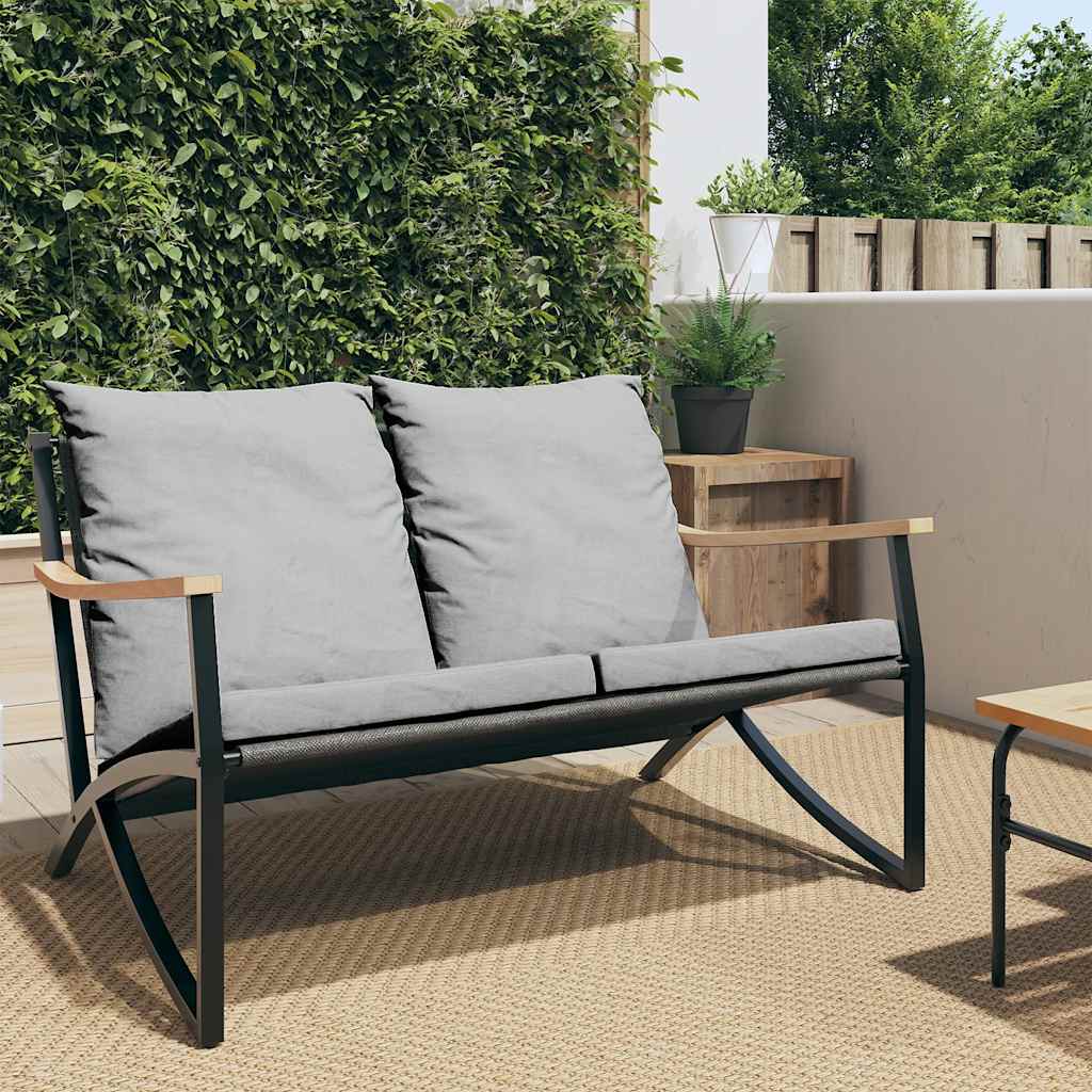 Banc de jardin avec coussins 120 cm noir acier - XIOS