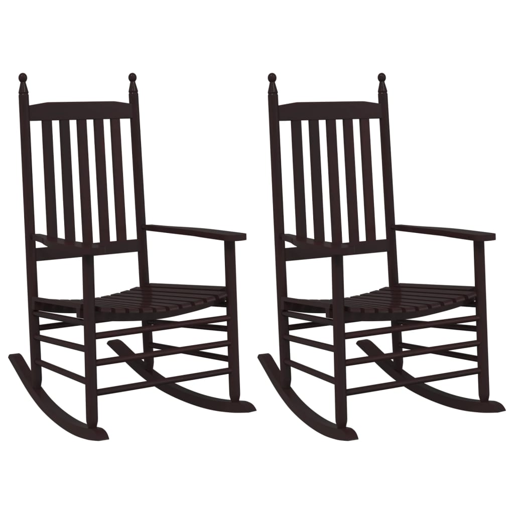 Chaises à bascule sièges incurvés lot de 2 brun peuplier massif - XIOS