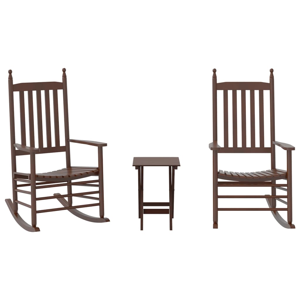 Chaises à bascule lot de 2 table pliable marron massif peuplier - XIOS