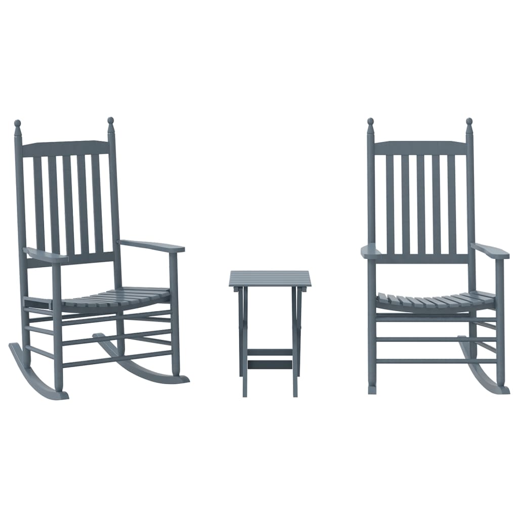 Chaises à bascule lot de 2 table pliable gris massif peuplier - XIOS
