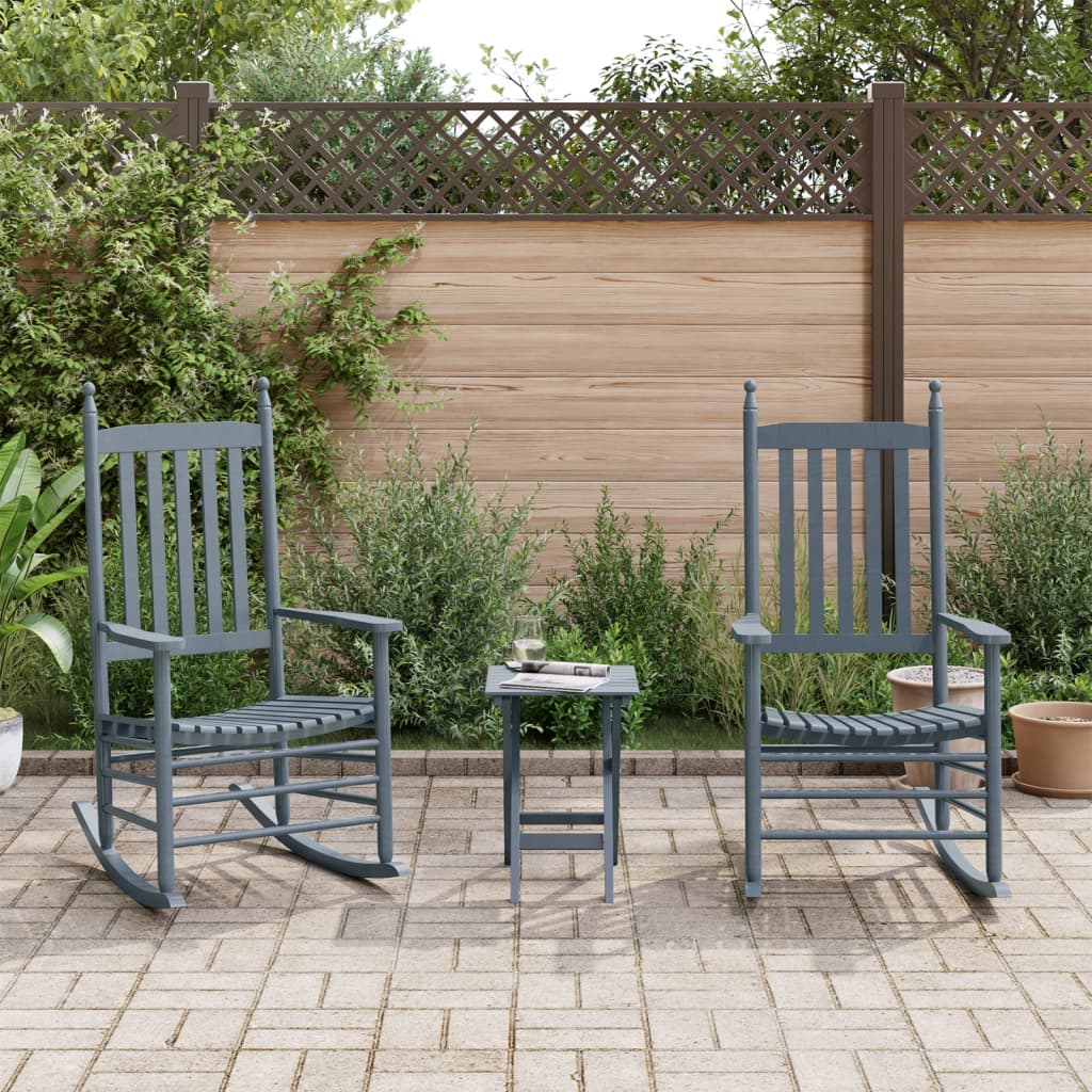 Chaises à bascule lot de 2 table pliable gris massif peuplier - XIOS
