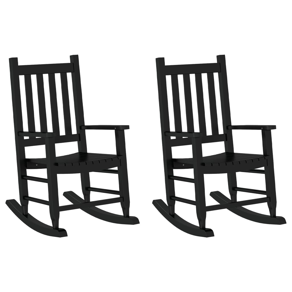 Chaises à bascule enfants lot de 2 noir bois de peuplier massif - XIOS