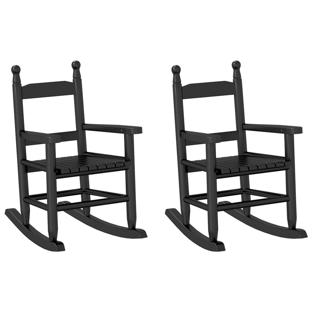 Chaises à bascule enfants lot de 2 noir bois de peuplier massif - XIOS