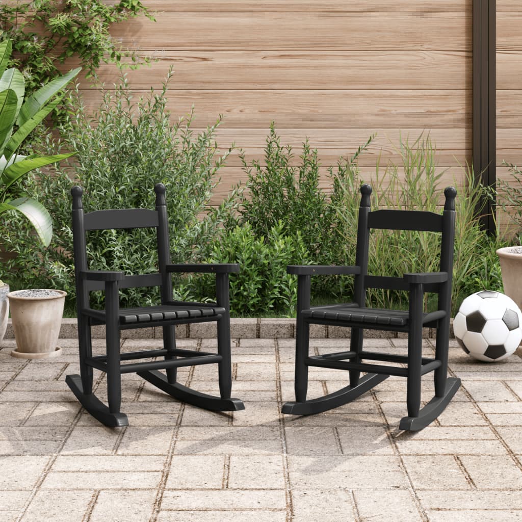 Chaises à bascule enfants lot de 2 noir bois de peuplier massif - XIOS