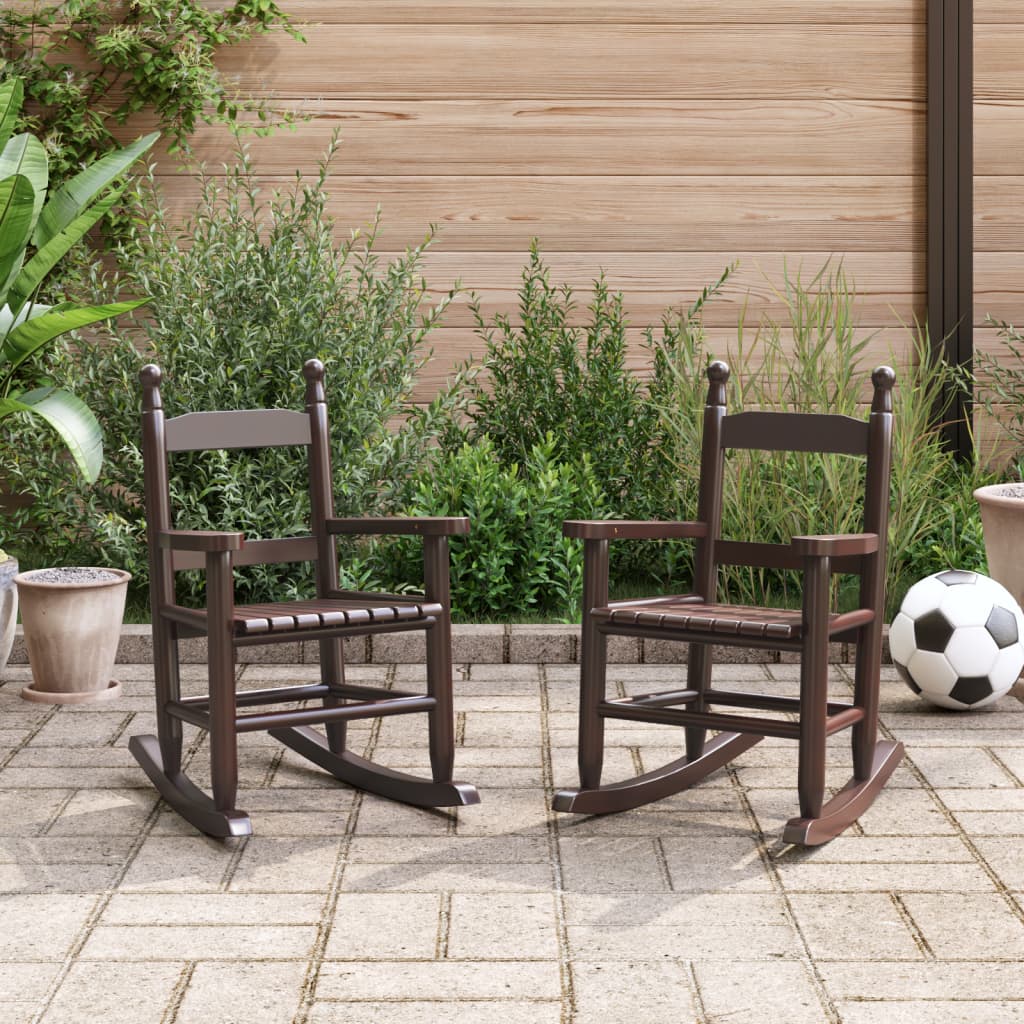 Chaises à bascule enfants lot de 2 marron bois peuplier massif - XIOS