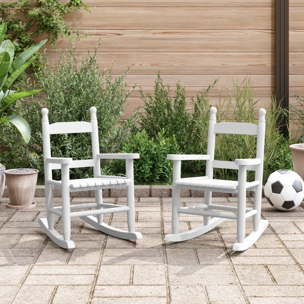 Chaises à bascule enfants lot de 2 blanc bois peuplier massif - XIOS