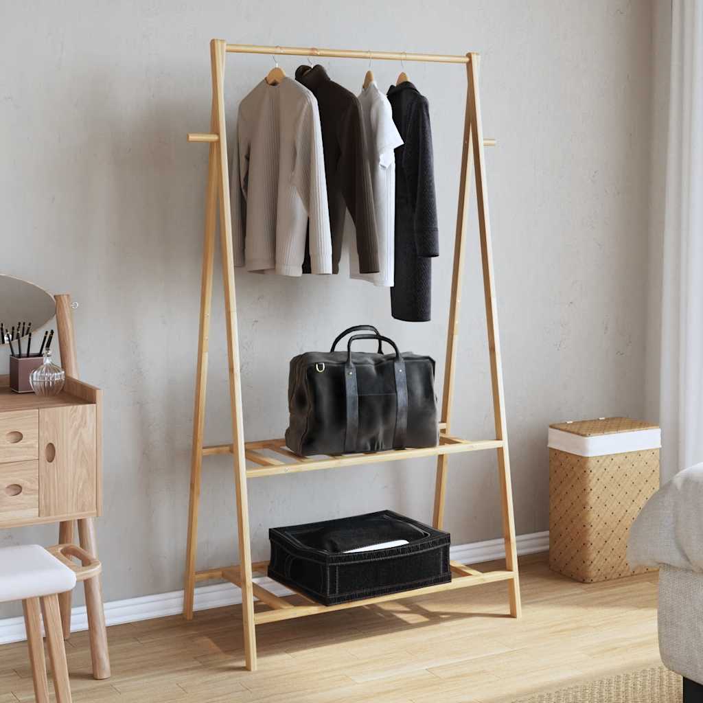 Porte-vêtement avec étagères 96x45,5x150,5 cm bambou