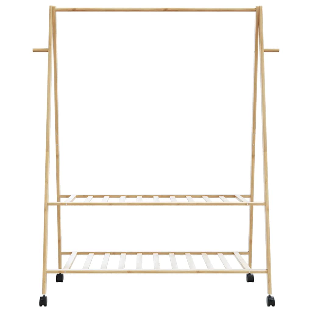 Porte-vêtements et étagères roulettes 132x45,5x155,5cm bambou - XIOS