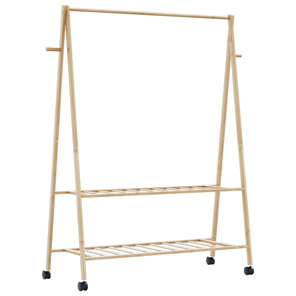 Porte-vêtements et étagères roulettes 132x45,5x155,5cm bambou - XIOS