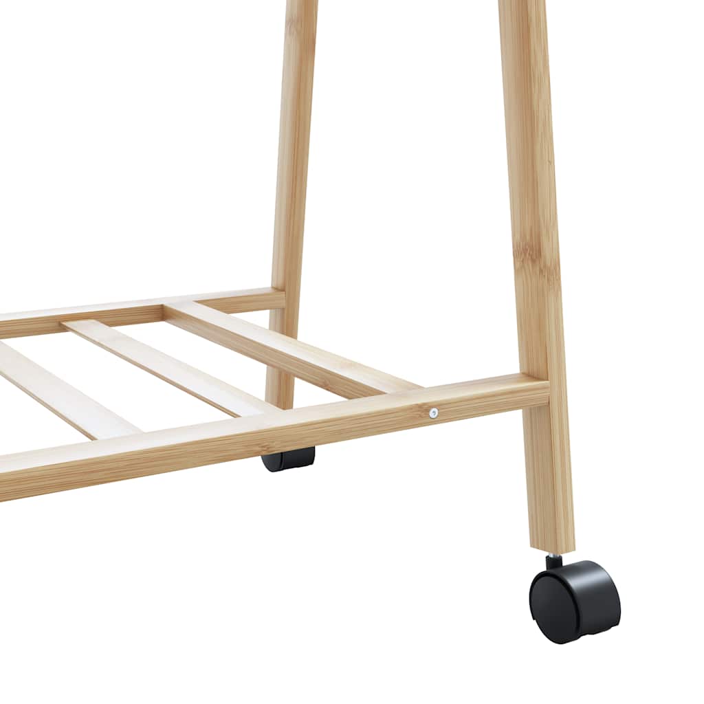 Porte-vêtements et étagères roulettes 132x45,5x155,5cm bambou - XIOS