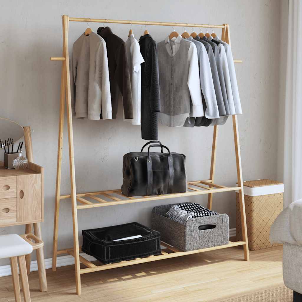 Porte-vêtement avec étagères 132x45,5x150,5 cm bambou - XIOS